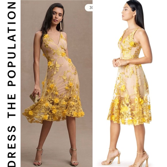 green emerald velvet dress Dress The Population Audrey Floral Applique Lace Dress - Steel